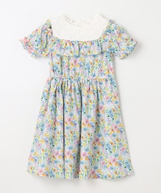 ANY KIDS オンオフショルダー ガーリー ワンピース ホワイト系花柄