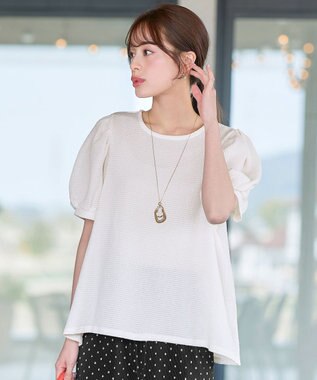 Tiaclasse 【洗える】ボリューム袖ジャガードプルオーバー アイボリー