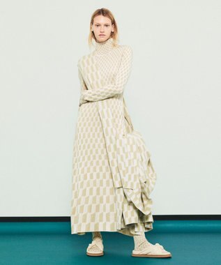 JOSEPH ファインアルコーブジャガード　ニットドレス Pale Olive/Ivory