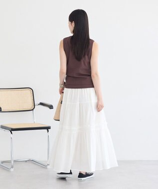 earth music&ecology ティアードギャザースカート Off White