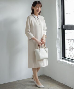 J.PRESS LADIES S 【2way】セラテリーダブルクロス 襟付き ワンピース グレージュ系