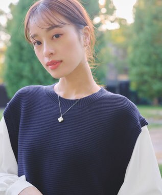 Tiaclasse L 【新色追加・2way・洗える】シャツドッキングニットベスト ネイビー