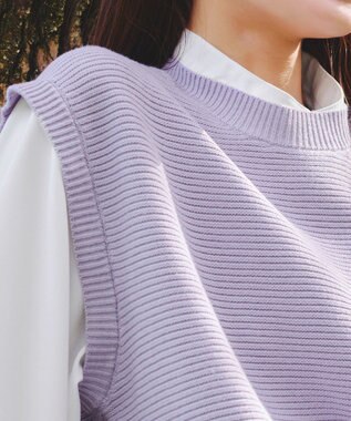 Tiaclasse L 【新色追加・2way・洗える】シャツドッキングニットベスト ラベンダー