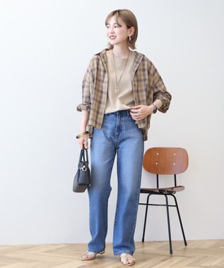 AMERICAN HOLIC イージーケアチェックショート丈シャツ Beige