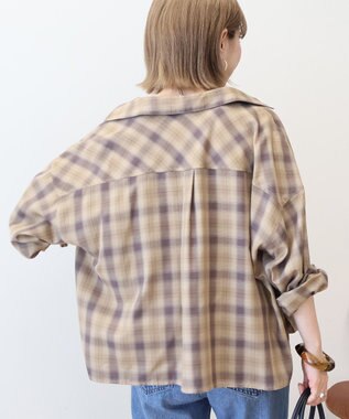 AMERICAN HOLIC イージーケアチェックショート丈シャツ Beige