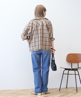 AMERICAN HOLIC イージーケアチェックショート丈シャツ Beige