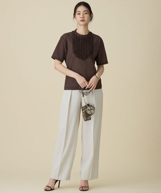 自由区 S シアーフリルジャージー カットソー ダークブラウン