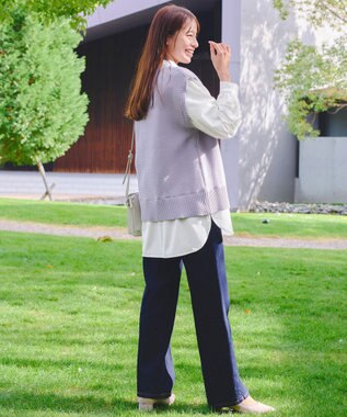 Tiaclasse L 【新色追加・2way・洗える】シャツドッキングニットベスト ラベンダー