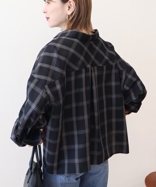 AMERICAN HOLIC イージーケアチェックショート丈シャツ Black