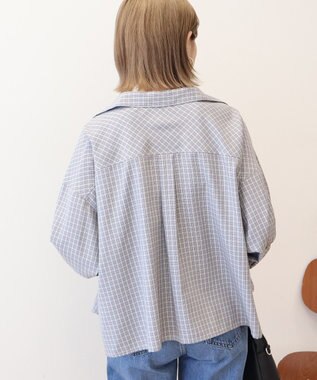 AMERICAN HOLIC イージーケアチェックショート丈シャツ Gray