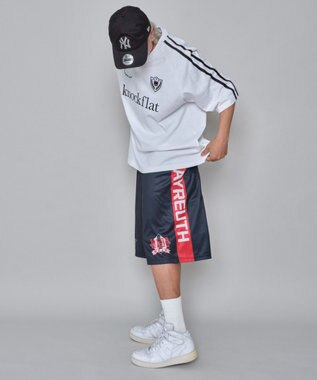 WEGO 【ユニセックス着用ITEM/ウエストゴム/MLサイズ展開】メッシュライングラフィックショーツ ブラック