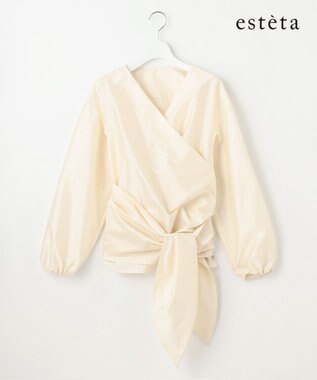  【エステータ】シルク混タフタ カシュクールブラウス