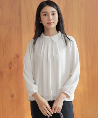 組曲 S 【WEB限定・2WAY】ジョーゼットシフォンレース襟 ブラウス アイボリー系