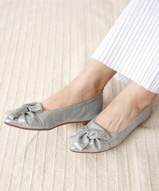 nouvelleRobe Oū 新色追加【本革・高反発】Butterfly knot ポインテッドトゥ パンプス ガンメタリック