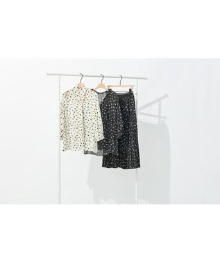 自由区 【セットアップ可】ドットプリント ボウタイブラウス ベージュ系5