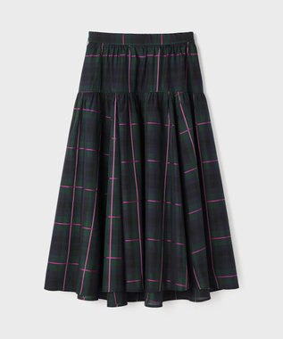 GRACE CONTINENTAL シルクブラックウォッチスカート グリーン