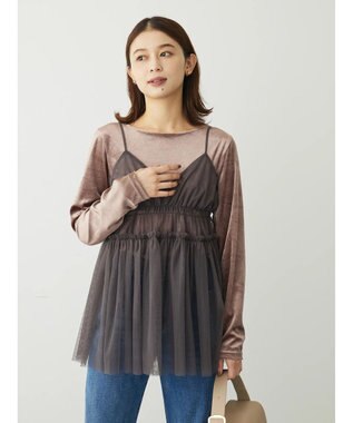 Green Parks ・ＥＬＥＮＣＡＲＥ　ＤＵＥ　ベロアクルーロングＴＥＥ Mocha