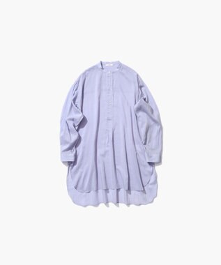 ATON COTTON SILK LAWN | オーバーサイズバンドカラーシャツ SAX