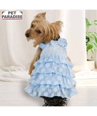PET PARADISE ペットパラダイス お花 ふりふり ワンピース 《ブルー》 小型犬