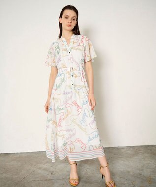 GRACE CONTINENTAL ロープロゴプリントワンピース ホワイト