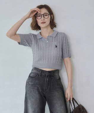 WEGO 別注USPOLO　ケーブルニットポロ グレー