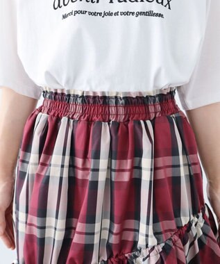 Green Parks ・ＳＵＧＡＲＳＰＯＯＮチェックドロストティアードスカー Bordeaux