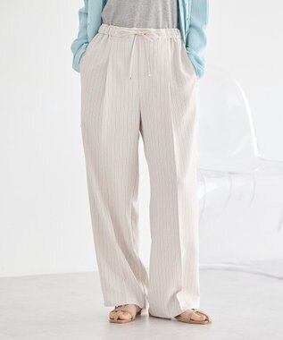 earth music&ecology 【セットアップ対応】リネンライクリラックスパンツ Stripe Ivory