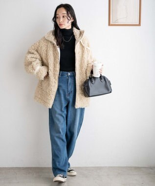 WEGO ボアフライトジャケット ライトベージュ