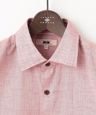 JOSEPH ABBOUD 【サステイナブル・７分袖】リヨセルリネンシャンブレー シャツ ライトオレンジ系