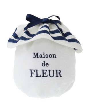 Maison de FLEUR ラインリボンジャカード巾着ポーチ White