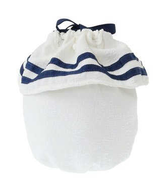 Maison de FLEUR ラインリボンジャカード巾着ポーチ White