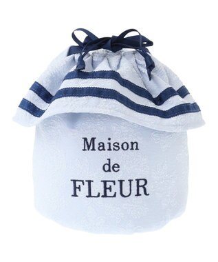 Maison de FLEUR ラインリボンジャカード巾着ポーチ Light Blue