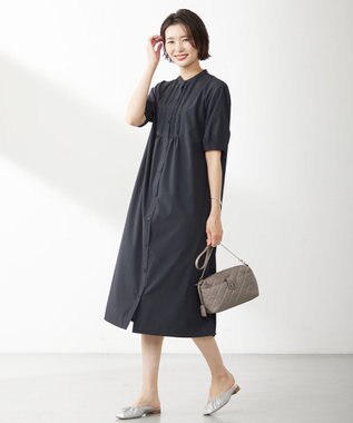 J.PRESS LADIES S 【洗える・イージーケア】ソフトタイプライター バンドカラー ワンピース ネイビー系
