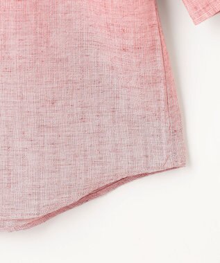 JOSEPH ABBOUD 【サステイナブル・７分袖】リヨセルリネンシャンブレー シャツ ライトオレンジ系