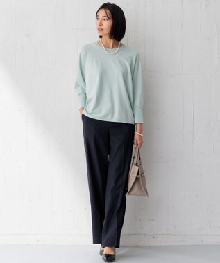 23区 【洗える/セットアップ対応】アイアスマットストレッチ セミワイド パンツ ネイビー系