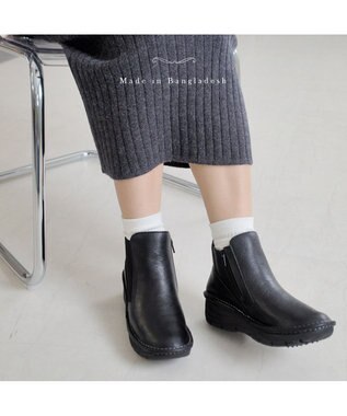 Pointer 本革超軽量サイドゴアショートブーツ ブラック