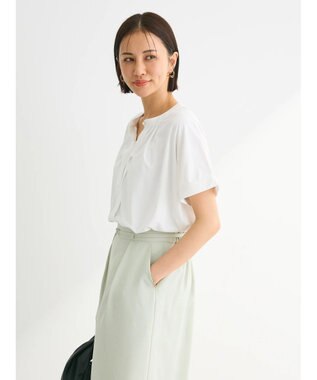 Green Parks ２ｗａｙ　フレンチスリーブ釦付ブラウソー Off White