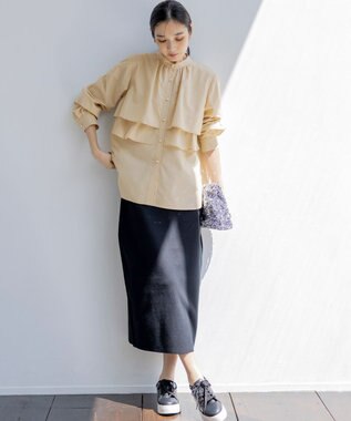 ANY SIS L 【洗える】ラッフルレイヤード ブラウス イエロー系