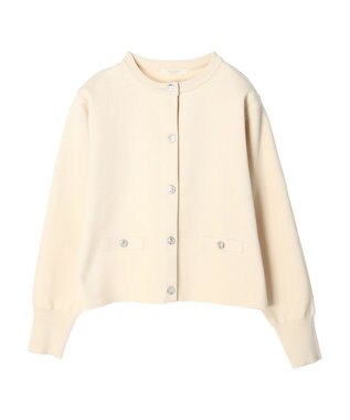 Green Parks ゴールド釦ボックス型カーディガン Ecru