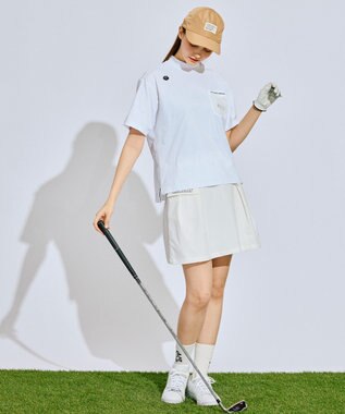 PW CIRCULUS 【吸水速乾 / UV遮蔽率99% UVカット / ストレッチ】【WOMEN】メッシュポケットモックネックT ゴルフウェア レディース ホワイト系
