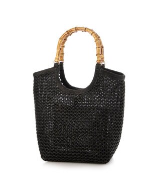 UNBILLION カシュカシュ cachecache / 雑材風バンブーハンドル手提げトート ブラック