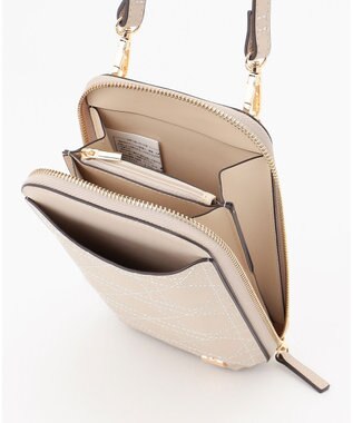 LA BAGAGERIE 【レザー×ステッチ】スマホポシェット アイボリー