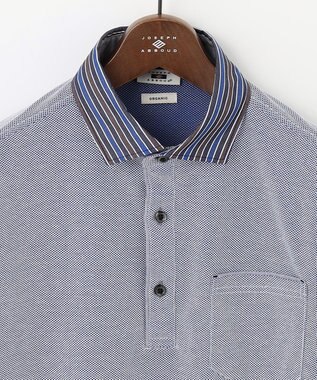 JOSEPH ABBOUD 【キングサイズ・オーガニックコットン】長袖ダディポロシャツ ブルー系