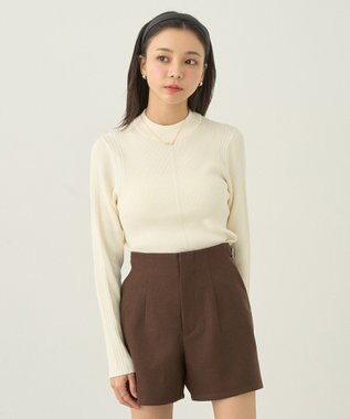 earth music&ecology やわらかタッチハイネックリブニットプルオーバー Ivory