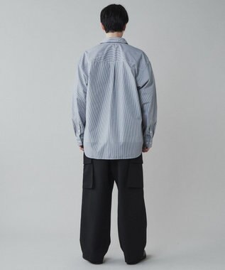 WEGO イージーケアブロードBIGシャツ ブラックストライプ