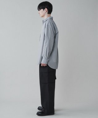 WEGO イージーケアブロードBIGシャツ ブラックストライプ