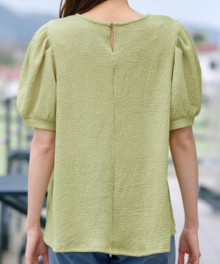 Tiaclasse 【洗える】ボリューム袖ジャガードプルオーバー ライム