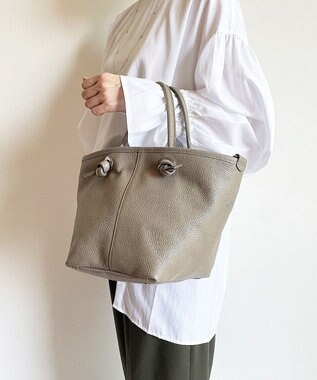 Hekhèr Le Style de Vie 【日本製 / 2WAY】シュリンクレザー ノットハンドバッグ グレージュ