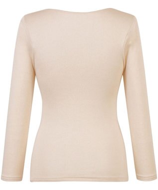 Wing あったかインナー 綿混 裏起毛 よく伸びる素材 【ラクのびサーモ】 8分袖 長袖 ネックせまめ 秋 冬 EL6913 ウイング／ワコール ベージュ