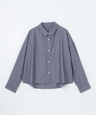 ANY 【手洗い可能/抗菌防臭/速乾/UVカット】ショート丈シャツ ネイビーストライプ